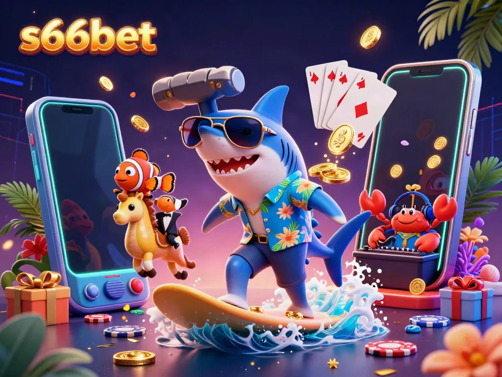 Experience exciting games at s666bet with a vibrant 3D casino scene featuring engaging characters.