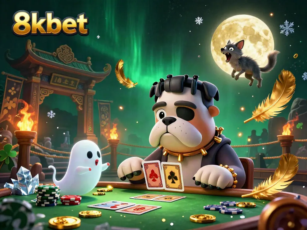 Experience thrilling gameplay at 8kbet with a vibrant, action-packed casino scene featuring card dealing and exciting characters.