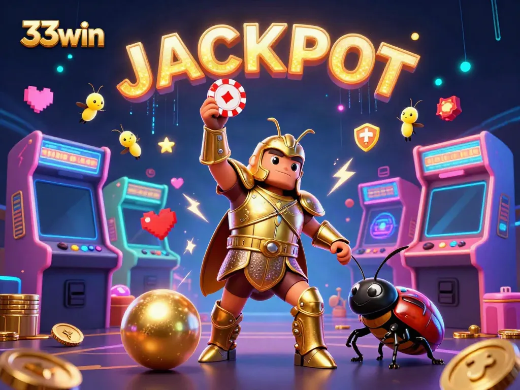 Experience the thrill with 33win in this vibrant casino scene showcasing victory and excitement.