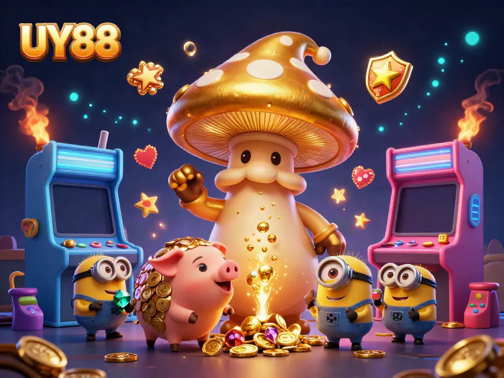 Engage with UY88's vibrant 3D casino theme featuring magical elements and colorful gaming symbols.