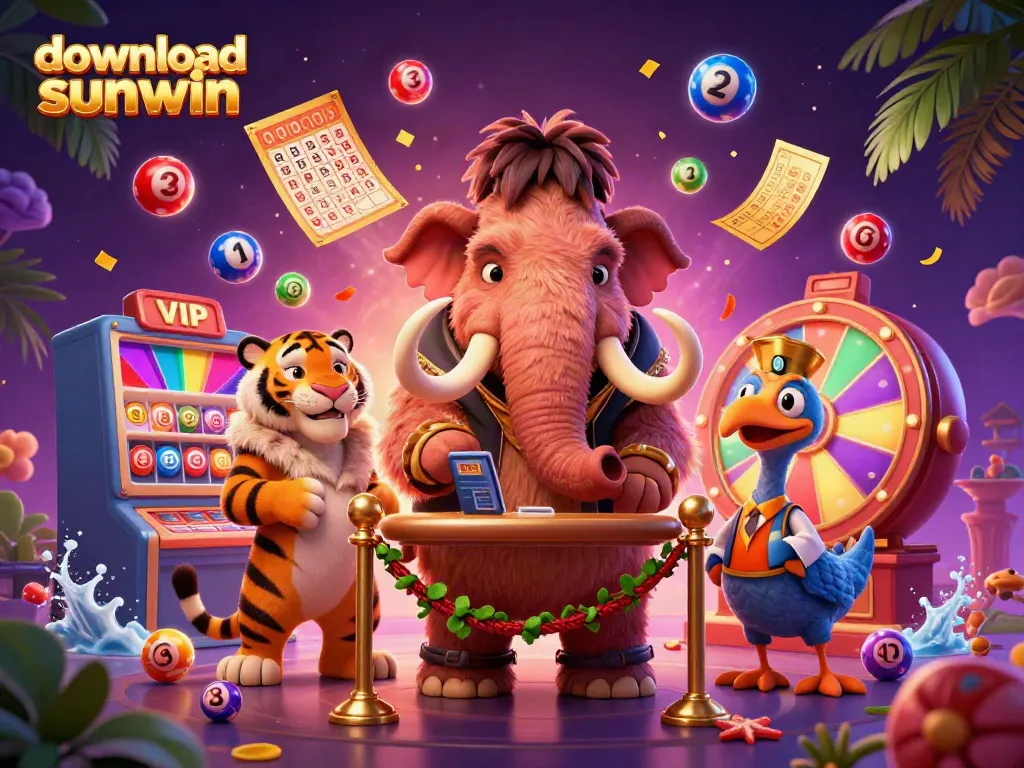 Get ready to download sunwin, featuring a vibrant casino scene with lively characters and dynamic gaming elements.