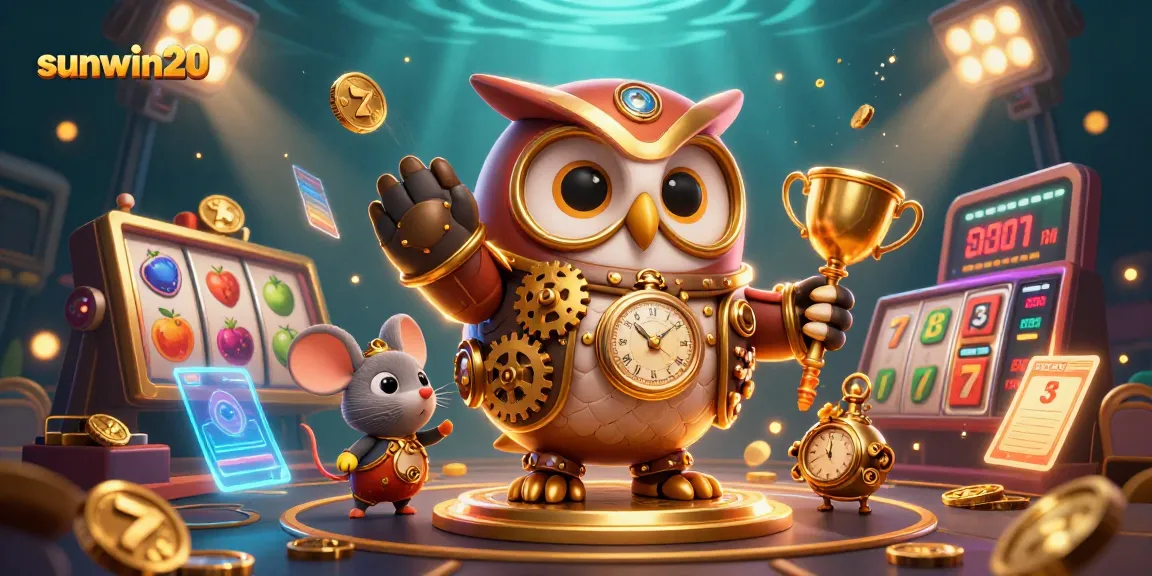 Experience thrilling slots and jackpots with sunwin20 as owl and mouse navigate a whimsical casino world.